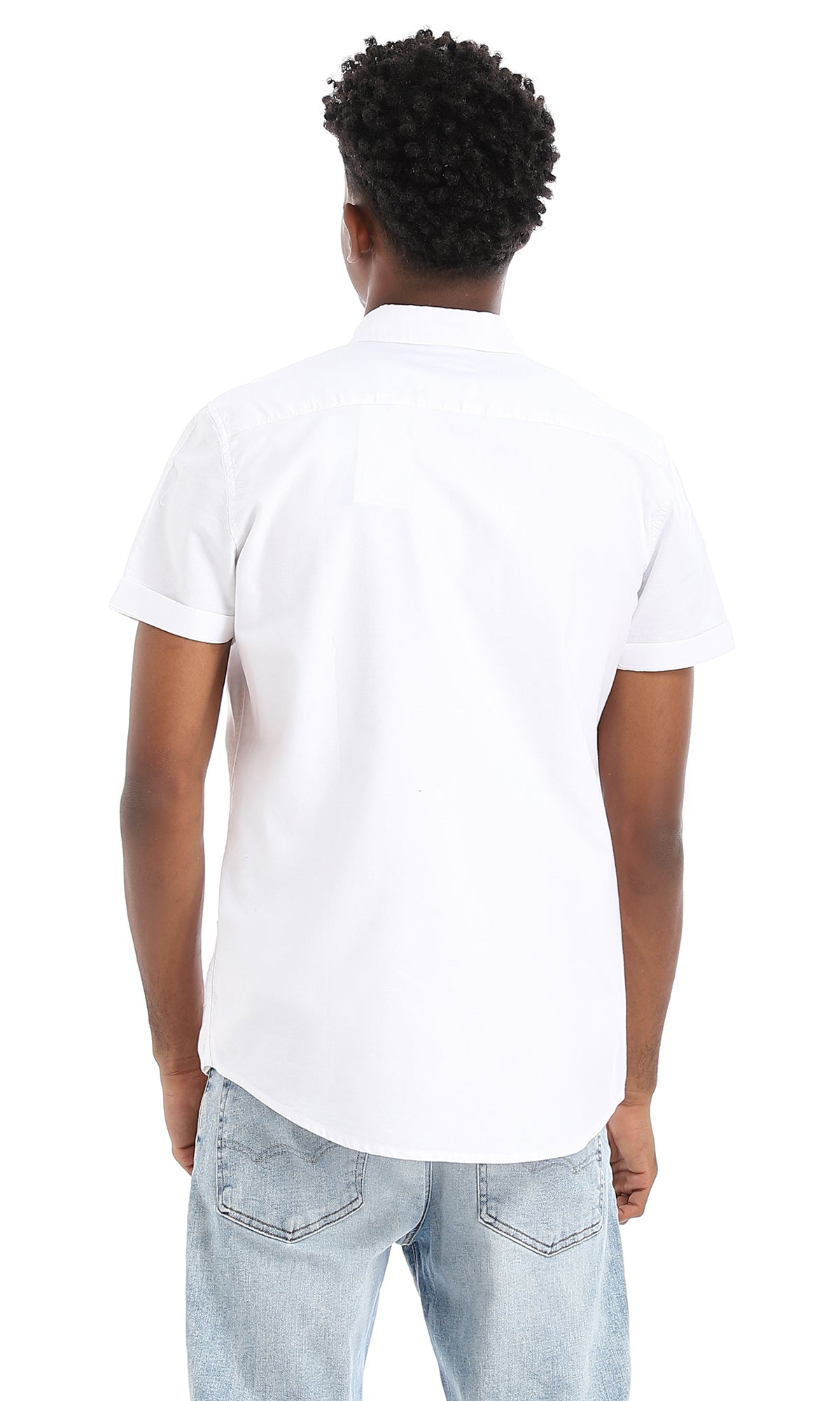 34659 Plain Basic Short Sleeves Shirt - White