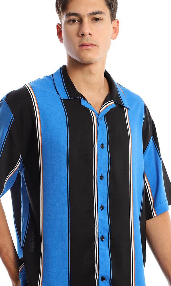 94897 Bi-Tone Striped Blue & Black Summer Shirt