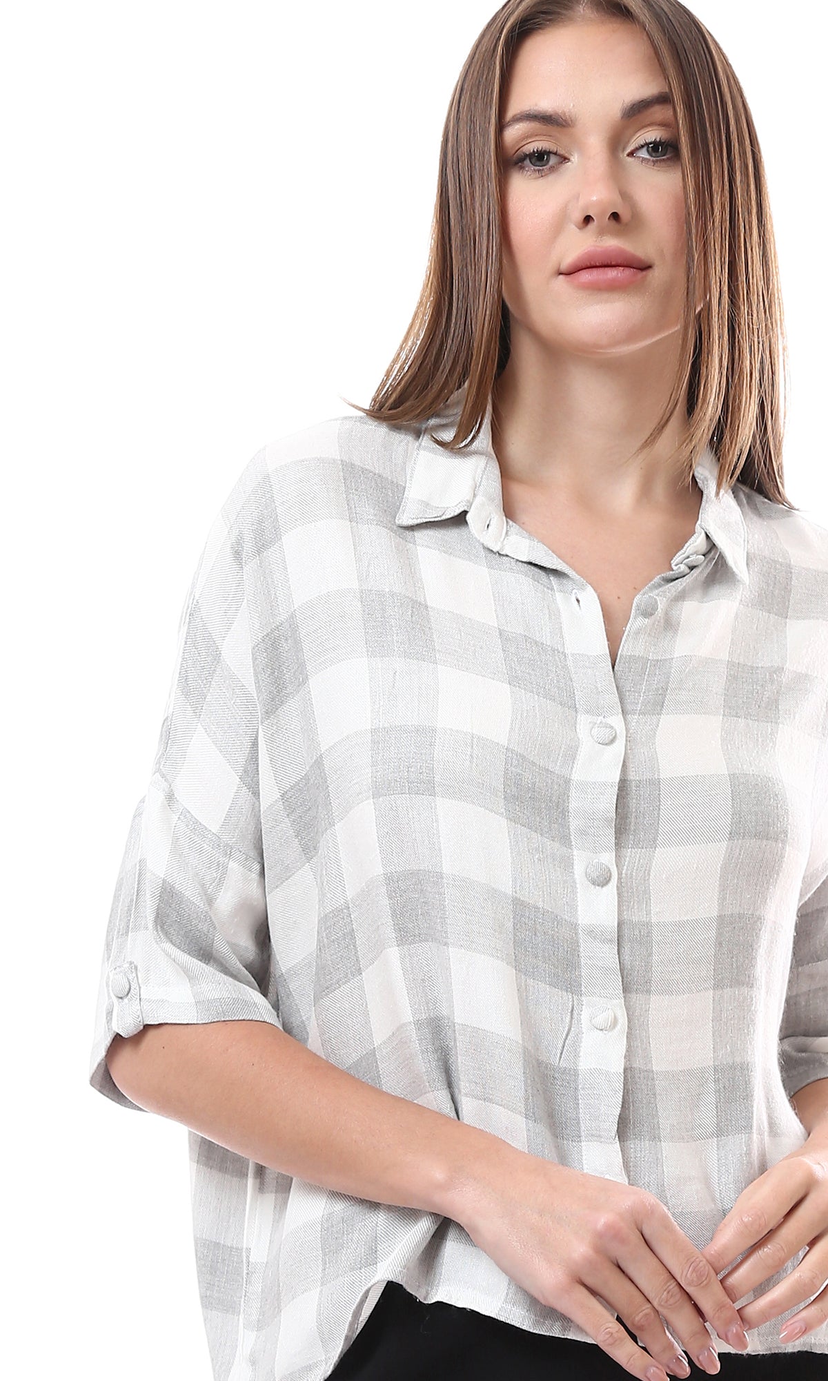 98146 Grey & White Plaids Lightweight Summer Shirt