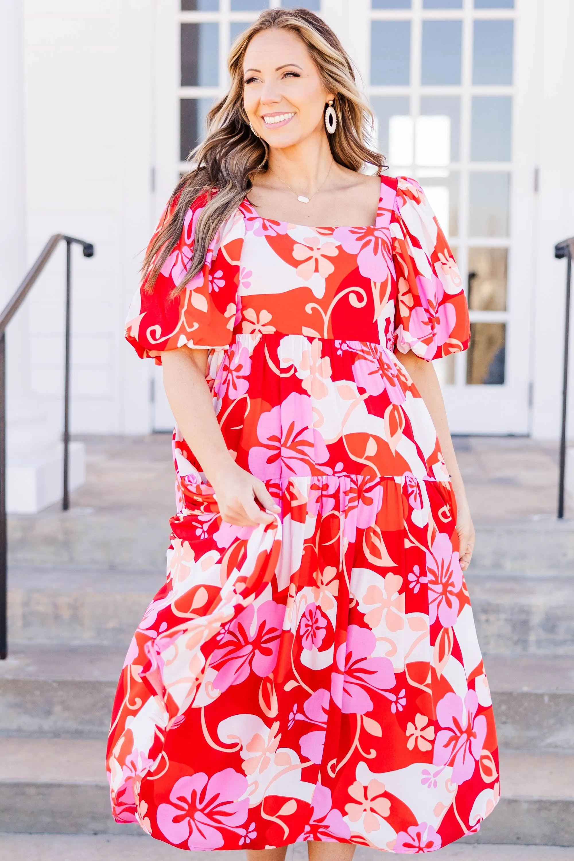 A Light Mist Dress, Red Combo