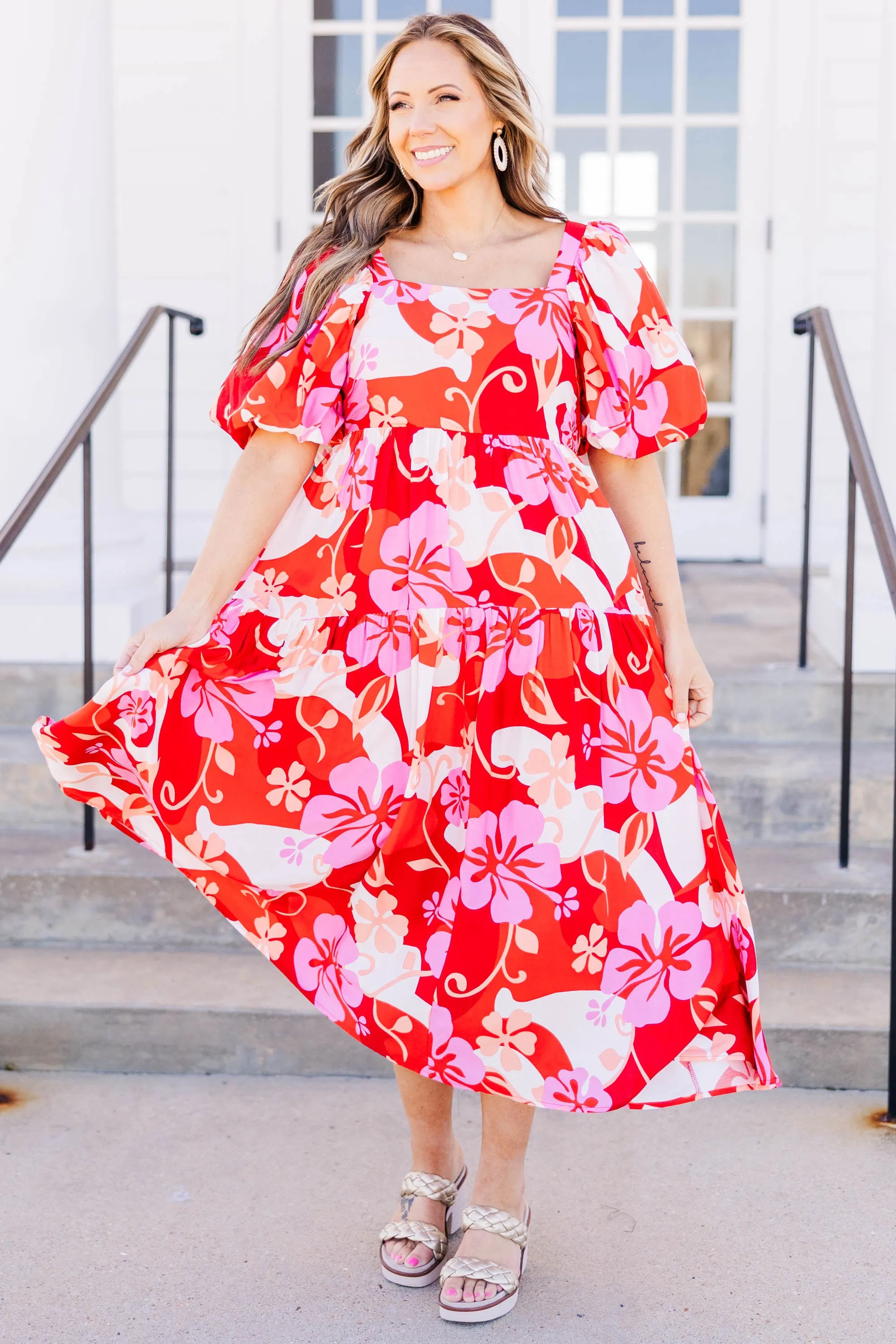 A Light Mist Dress, Red Combo