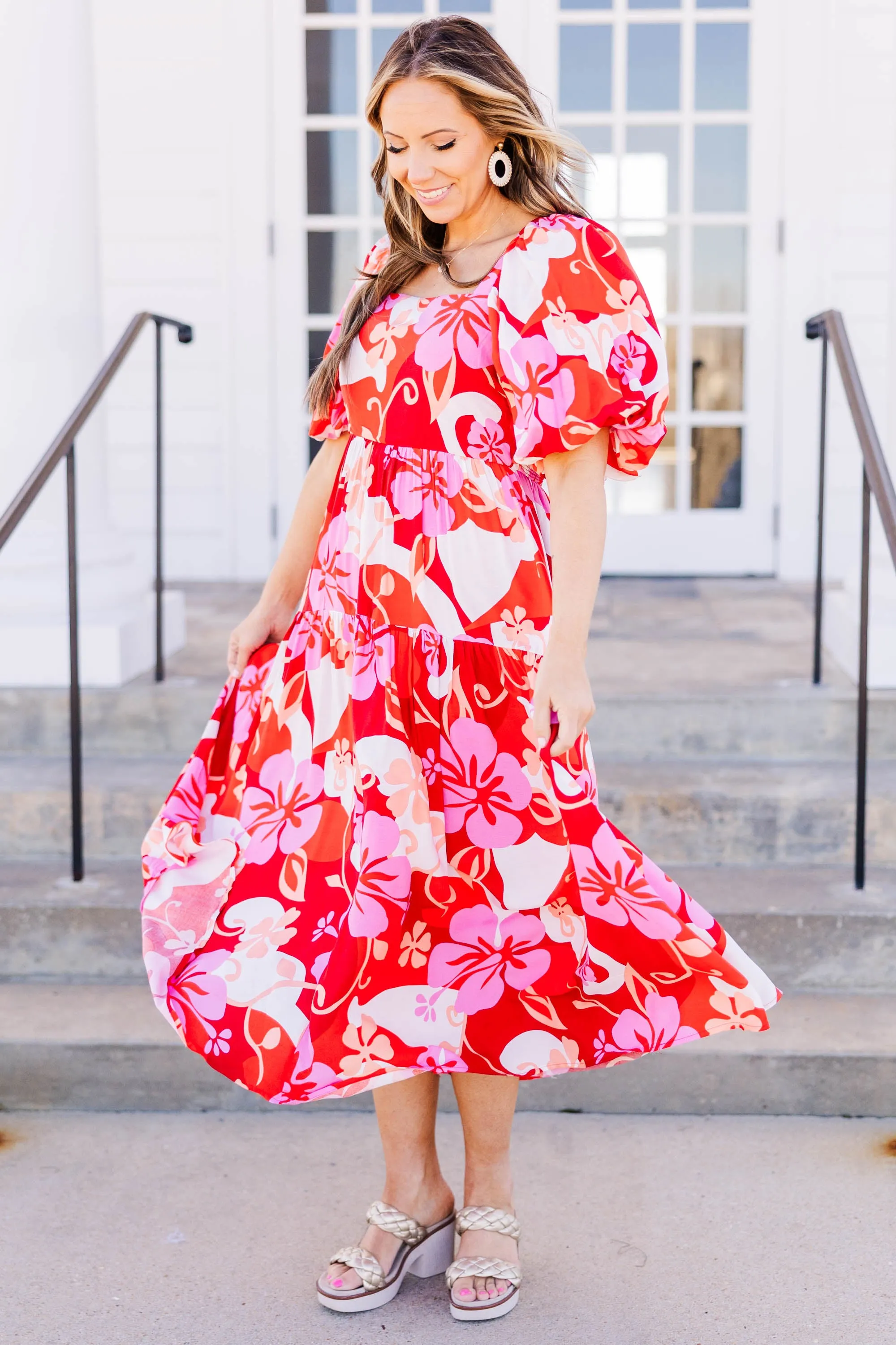 A Light Mist Dress, Red Combo