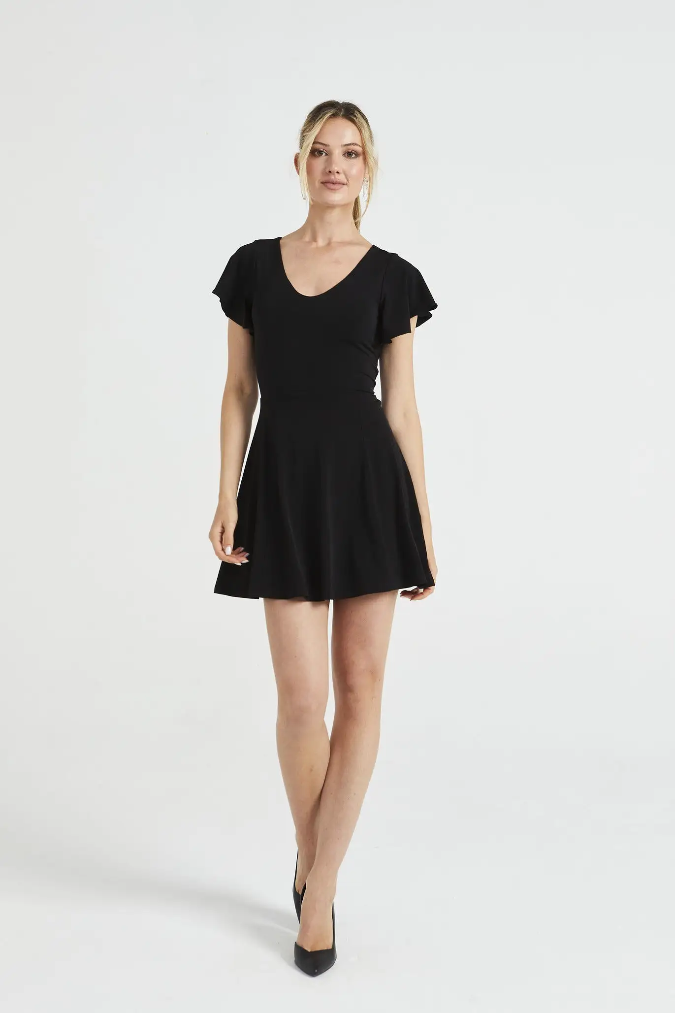 Angeleye Reversible Mini Dress With Flutter Sleeves