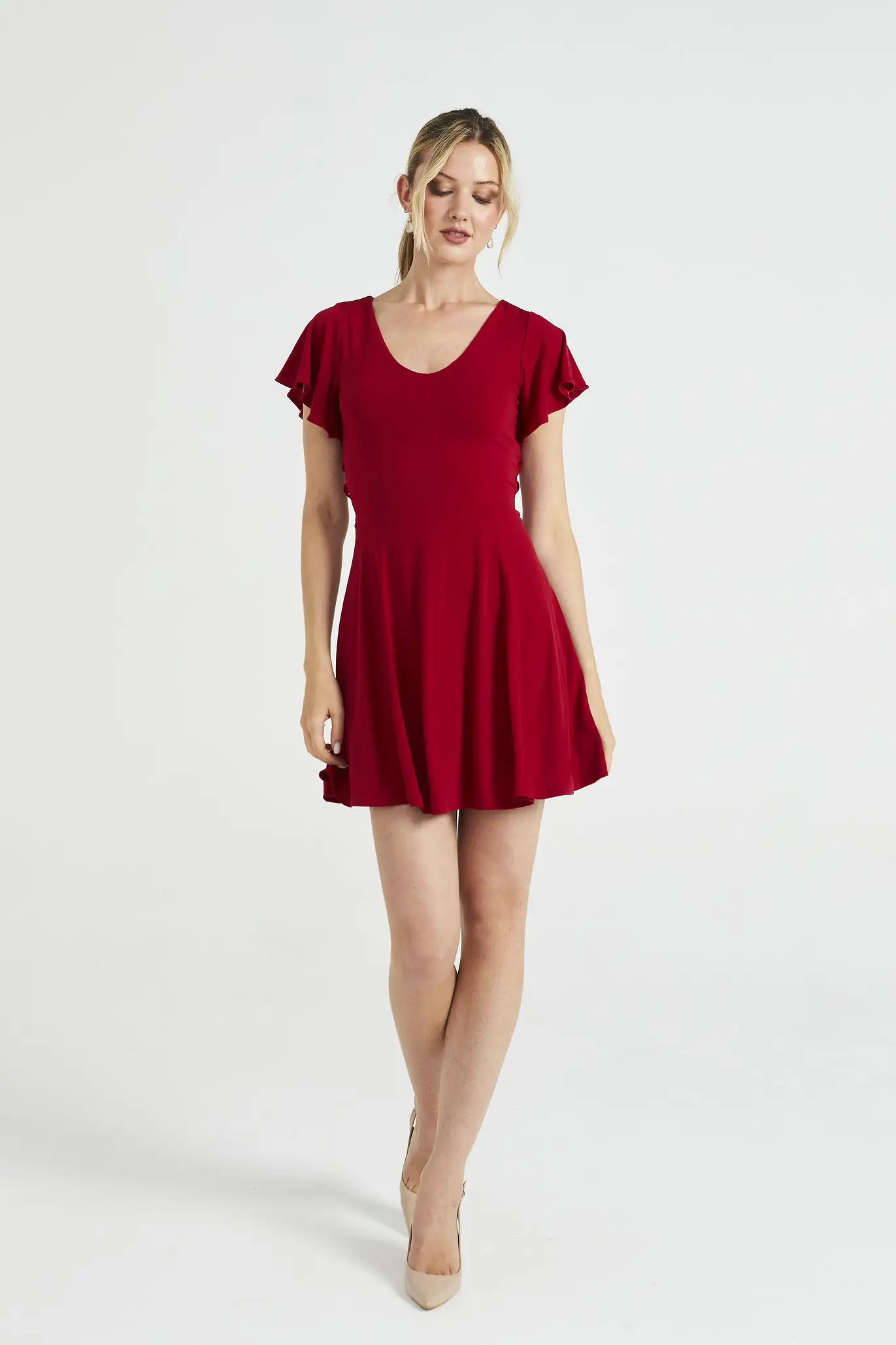 Angeleye Reversible Mini Dress With Flutter Sleeves