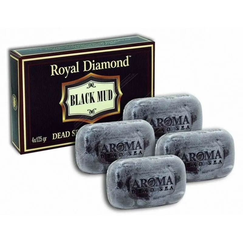 Anti-Acne Natural Black Mud Soap Set from Aroma Dead Sea Mineral 4x4.4oz/4x125gr