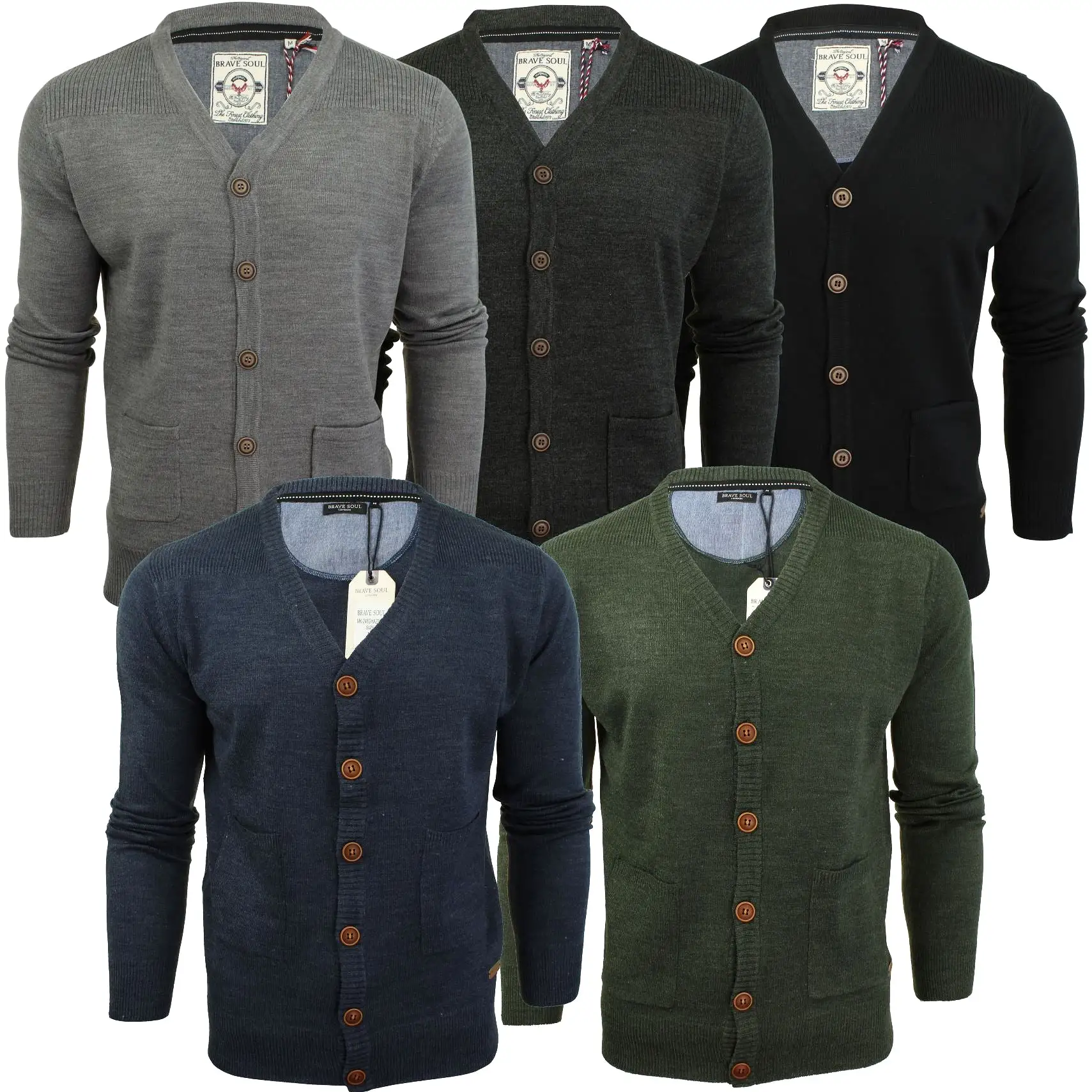 Brave Soul Mens Cardigan Fashion Button Through .