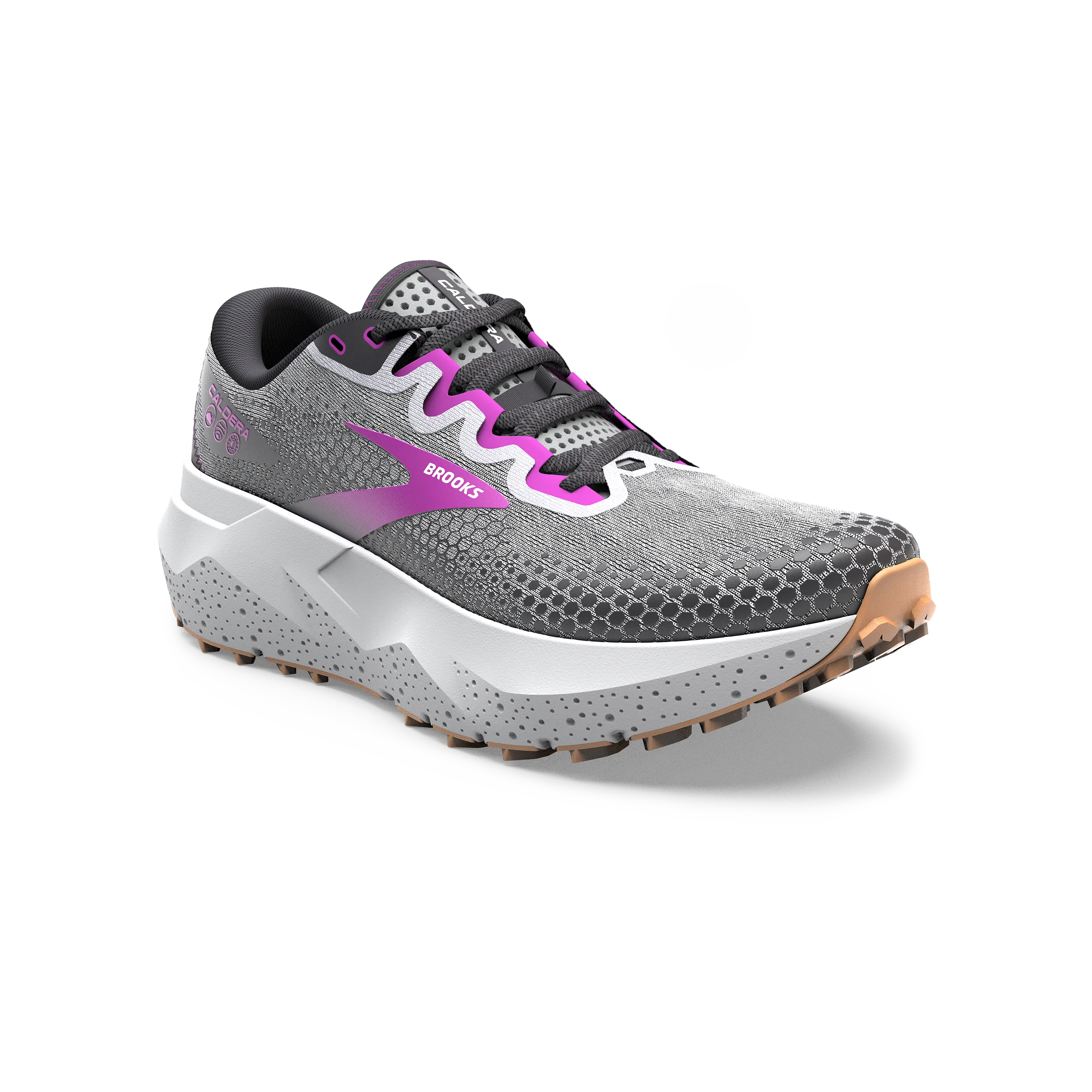 Brooks Caldera 6 (B Width) - Oyster/Blackened Pearl/Purple (Womens)