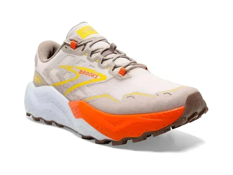 Brooks Caldera 7 (D Width) - White Sand/Chateau Gray/Yellow (Mens)