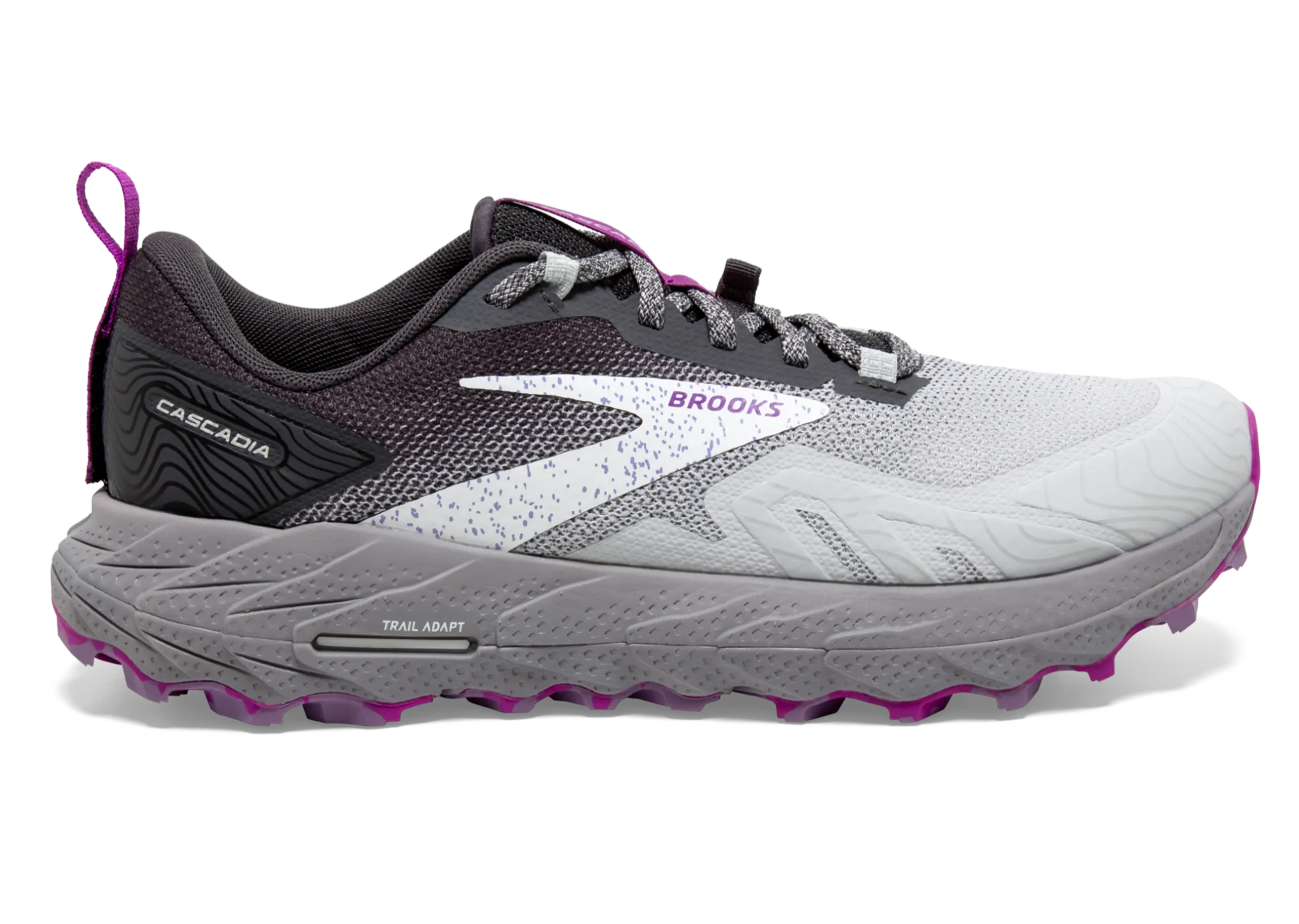 Brooks Cascadia 17 (D Width) - Oyster/Blackened Pearl/Purple (Womens)