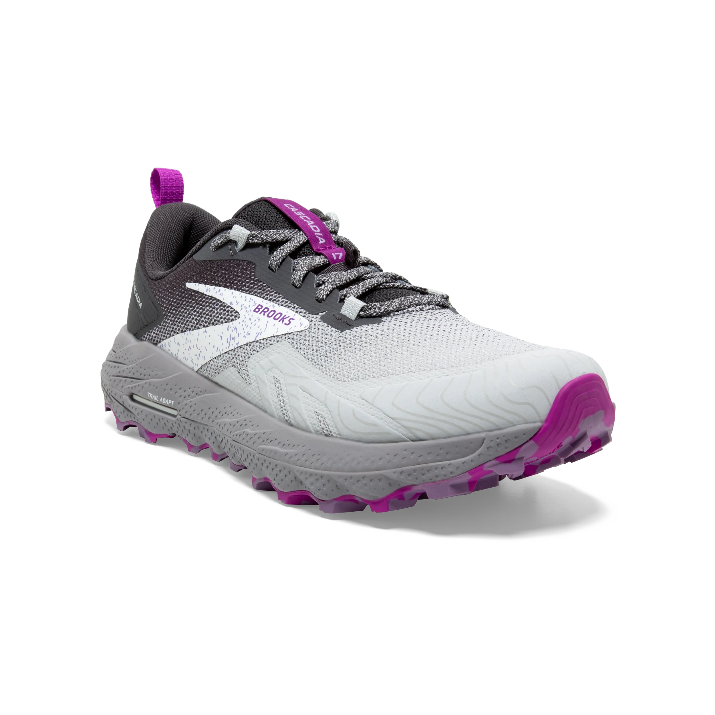 Brooks Cascadia 17 (D Width) - Oyster/Blackened Pearl/Purple (Womens)