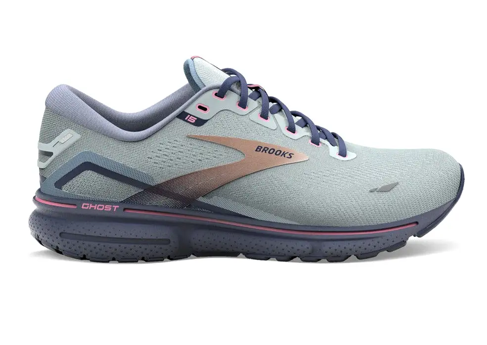 Brooks Ghost 15 (B Width) - Spa Blue/Neo Pink/Copper (Womens)