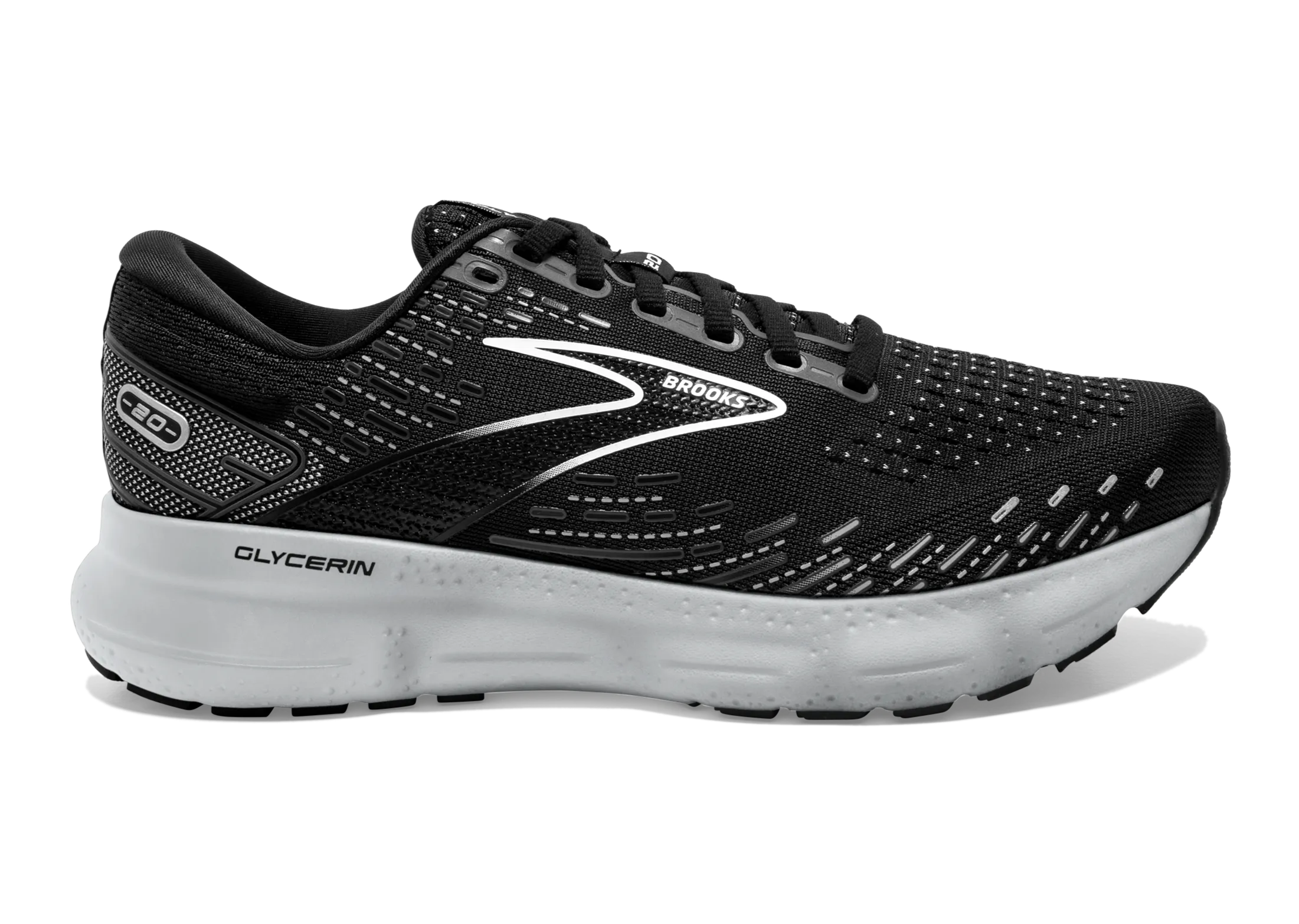 Brooks Glycerin 20 (D Width) - Black/White/Alloy (Womens)