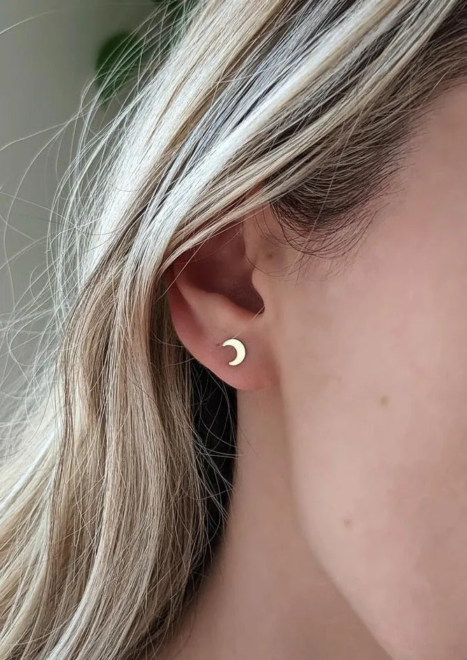 Crescent Moon Stud Earrings by Layer the Love