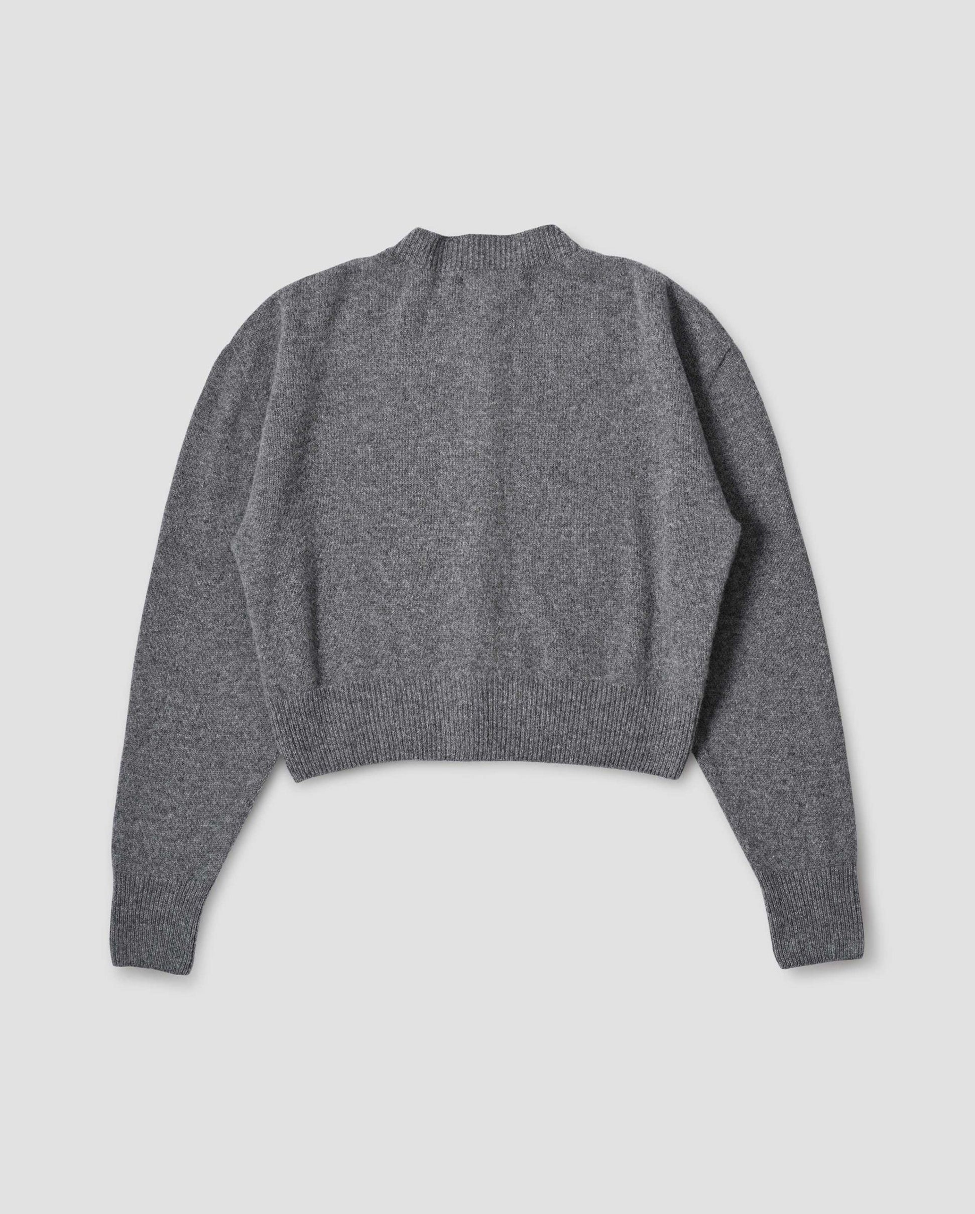 CREW NECK CARDIGAN / CHARCOAL