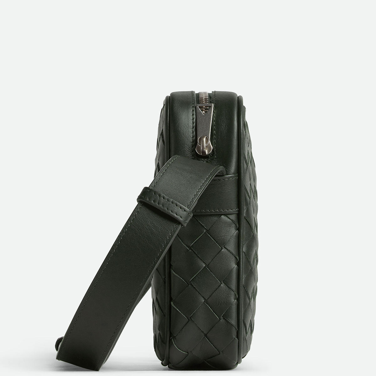 Intrecciato Zip Phone Crossbody, Dark Green