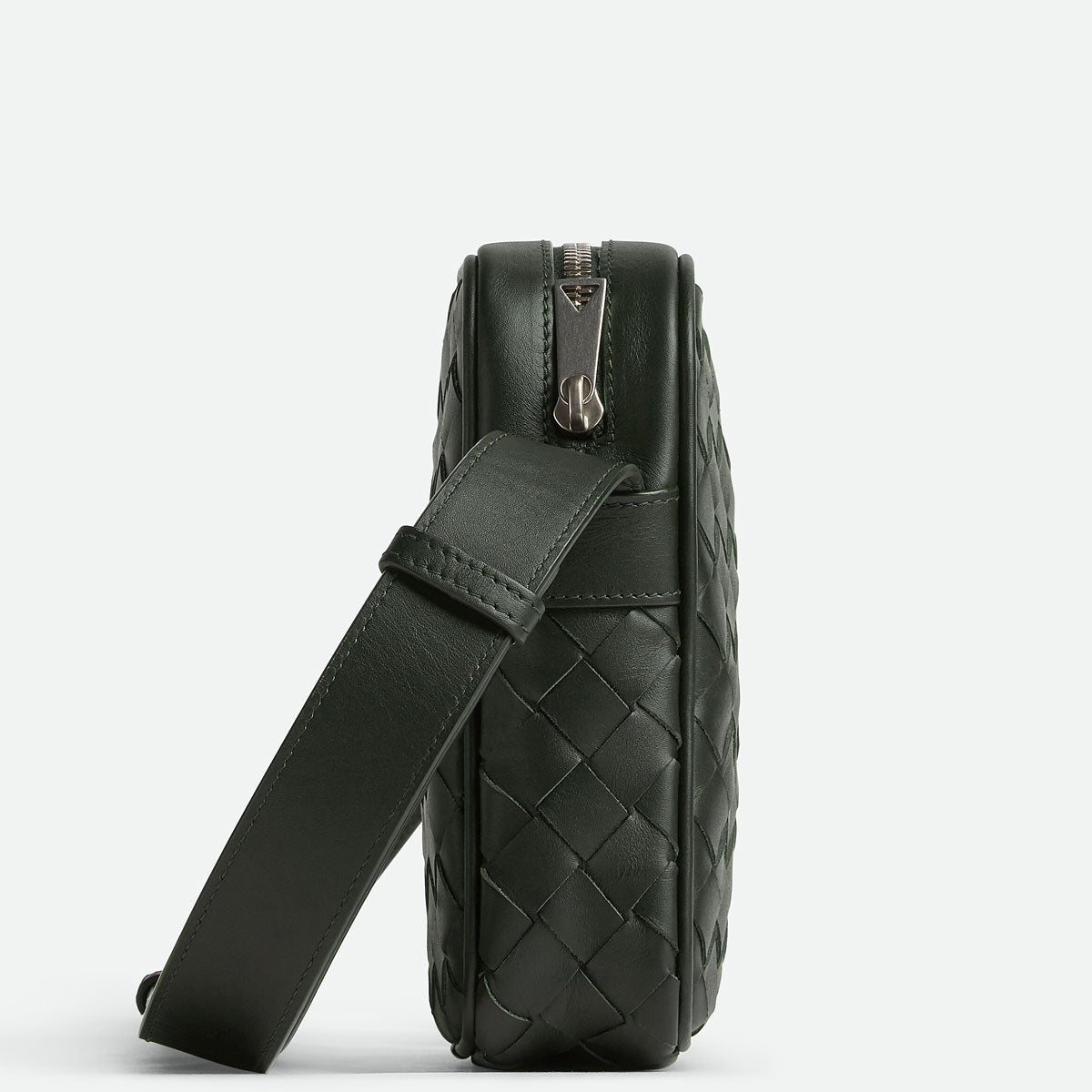 Intrecciato Zip Phone Crossbody, Dark Green