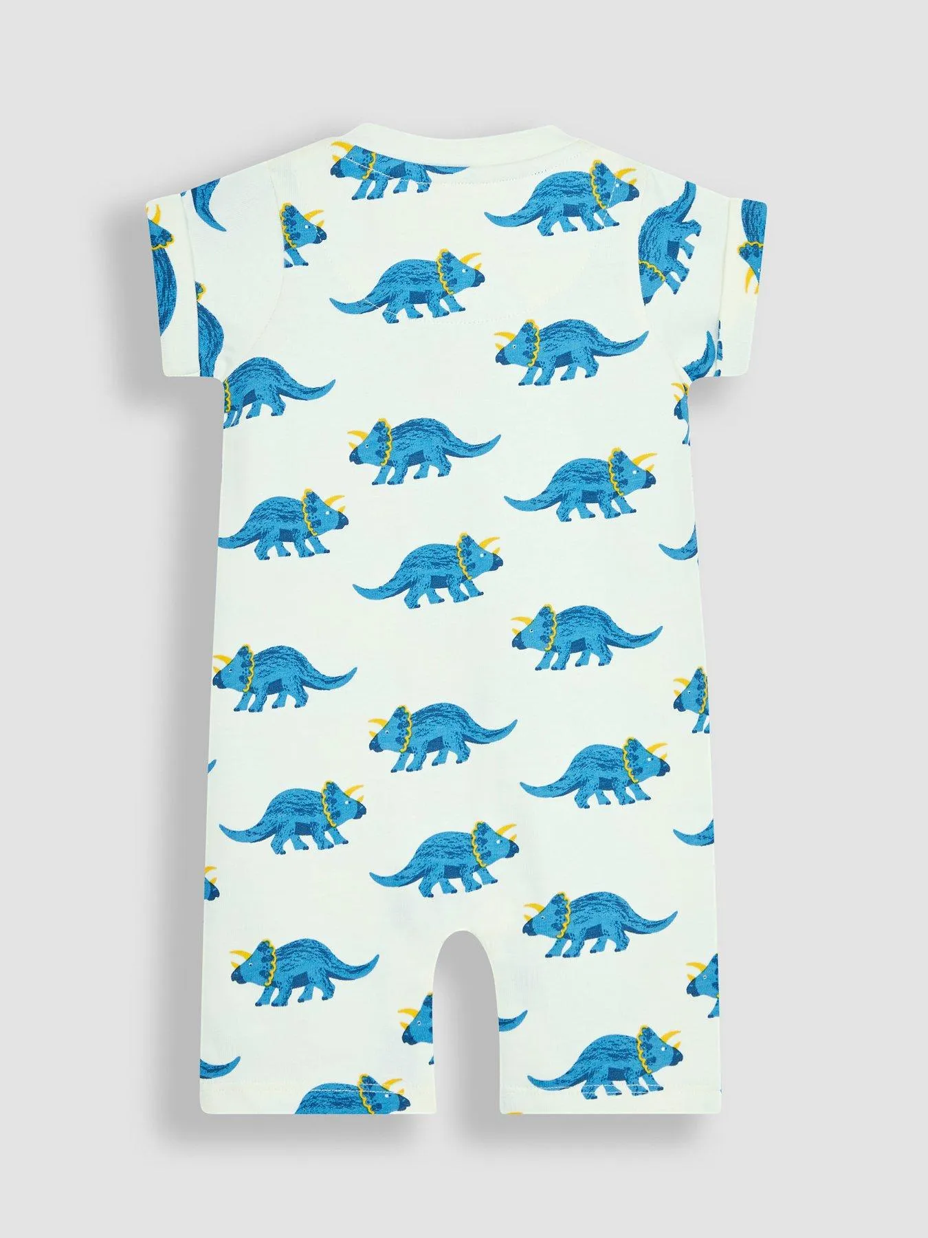 JoJo Maman Bebe Boys 2-Pack Triceratops & Stripe Rompers - Blue