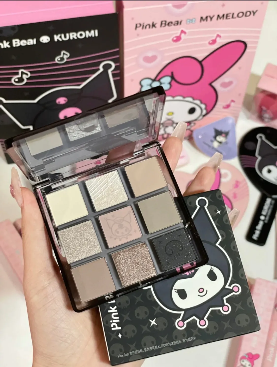 Kuromi / my melody pink bear beauty makeup set with mirror