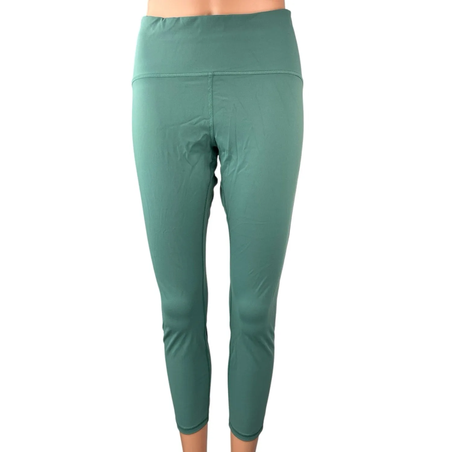 Lululemon Women's Green Mid Rise Cropped Yoga Athletic Leggings Pants Size 10