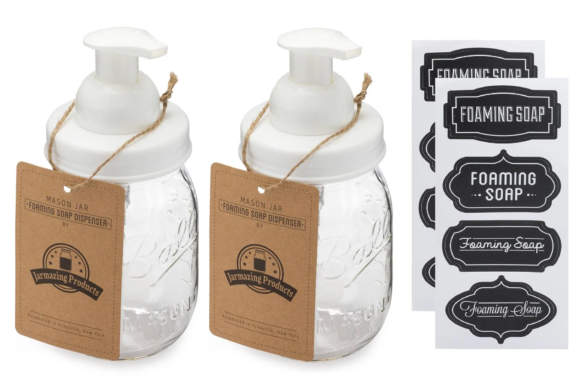 Mason Jar Foaming Soap Dispenser - With 16oz Ball Mason Jar: One Pack / Black