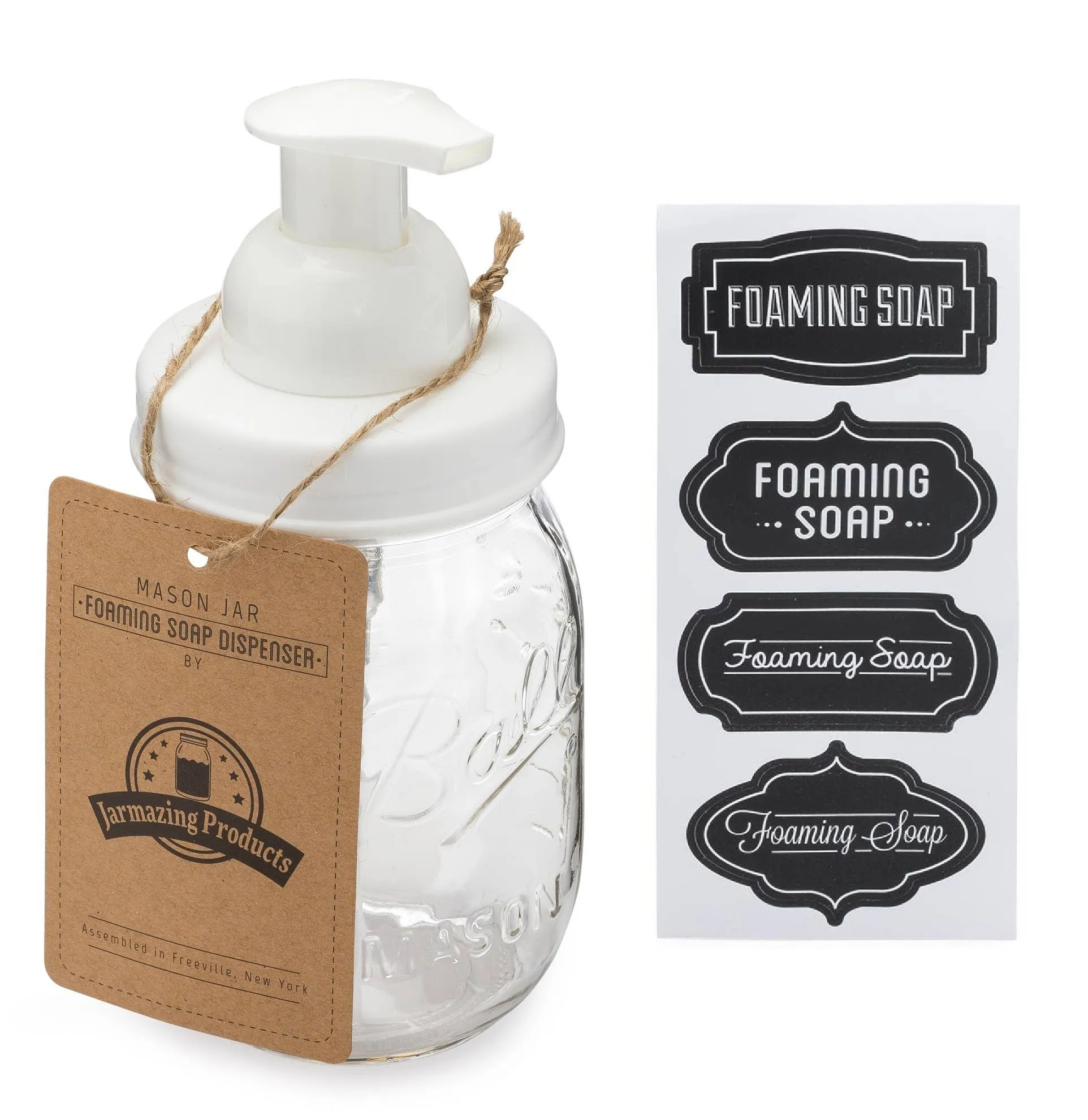 Mason Jar Foaming Soap Dispenser - With 16oz Ball Mason Jar: One Pack / Black