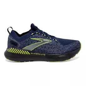 Men's Brooks Glycerin StealthFit GTS 20, Blue/Ebony/Lime, 7.5 D Medium