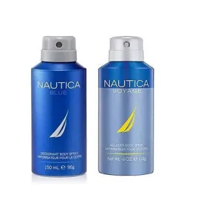 Nautica Blue and Voyage Deodorant Body Sprays for Men (Set of 2 x 150 ml)