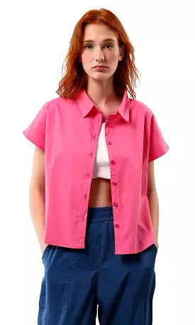 O177910 Short Sleeves Fuchsia Solid Summer Shirt