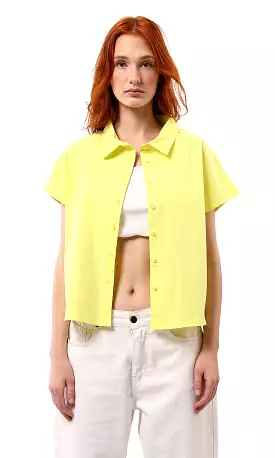 O177911 Neon Yellow Buttoned Down Relaxed Shirt