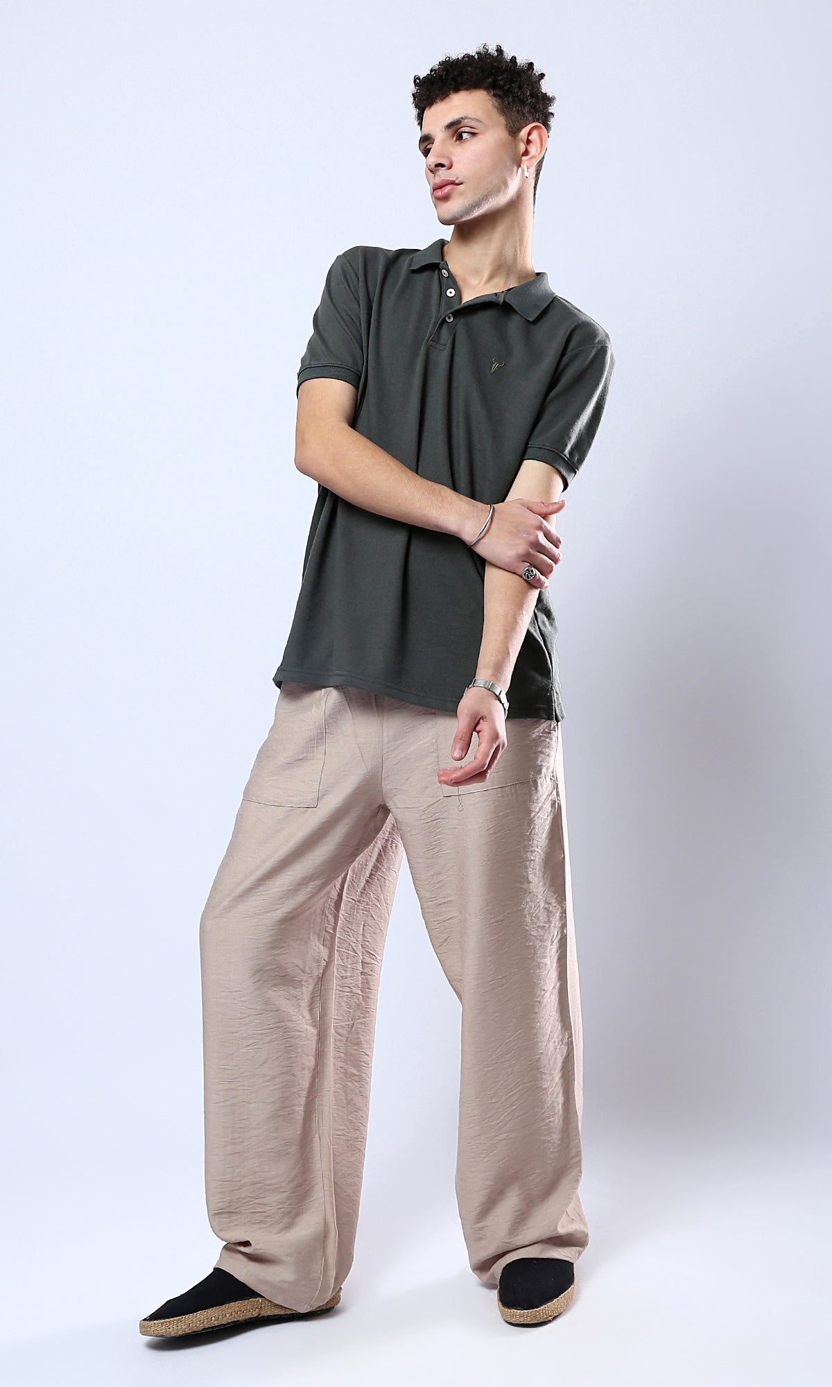 O178896 Dark Olive Solid Comfy Polo Shirt