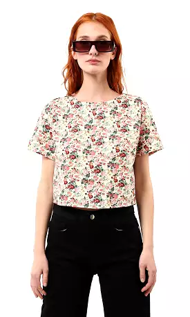 O183065 Crew Neck Multicolour Floral Short Tee