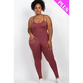 Plus Size Solid Bodycon Cami Jumpsuit