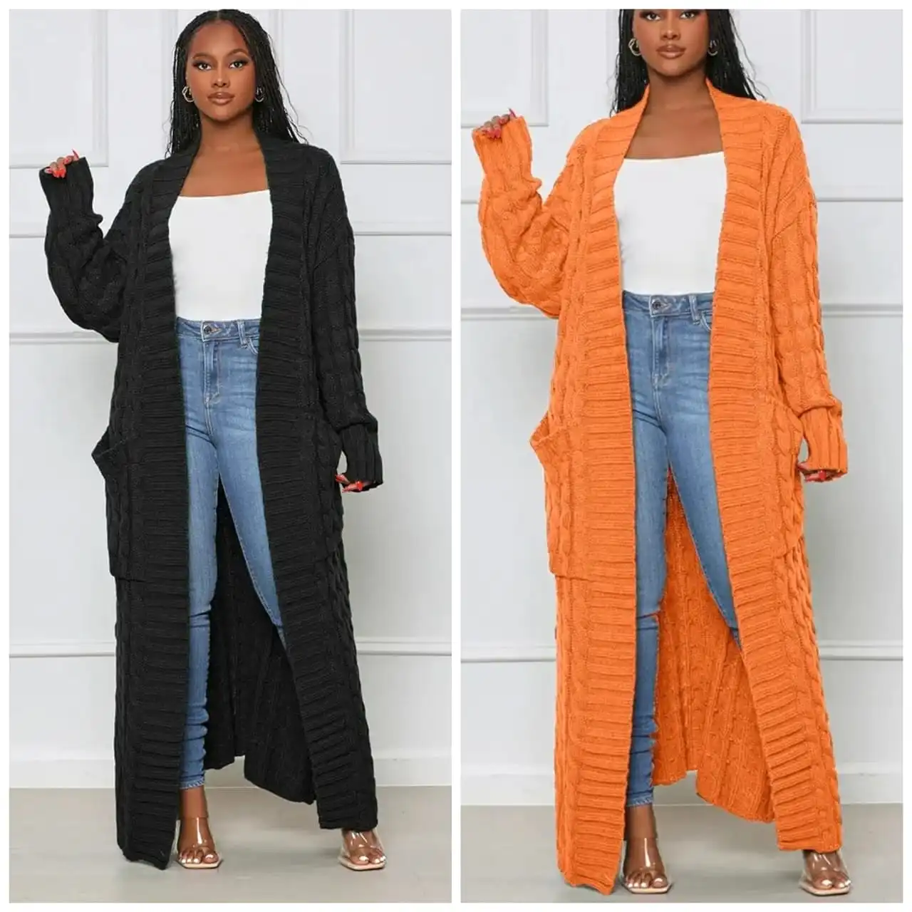 Pocket Long Sleeve Knitted Cardigan