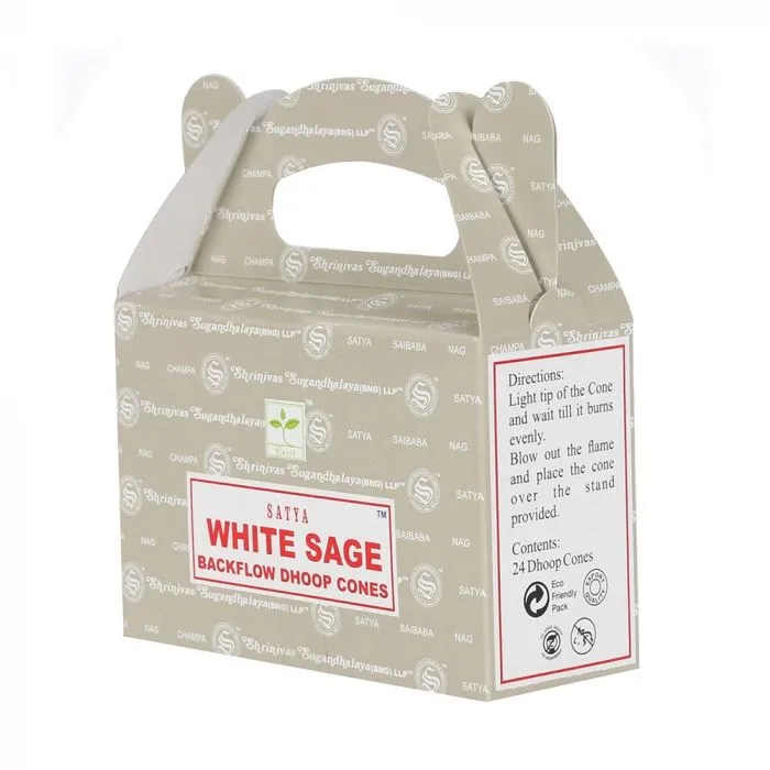 Satya White sage backflow incense cones (24's)