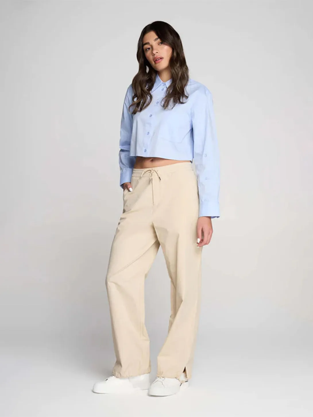 Simply Cropped Shirt - Blue Mist