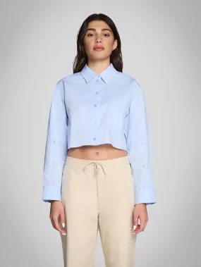 Simply Cropped Shirt - Blue Mist