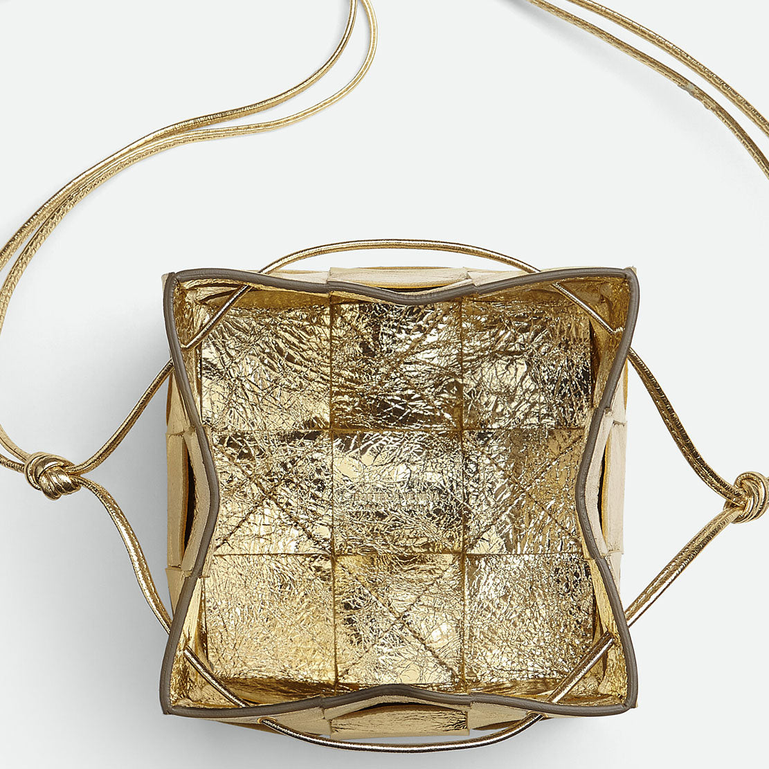 Small Cassette Cross-Body Bucket, Gold