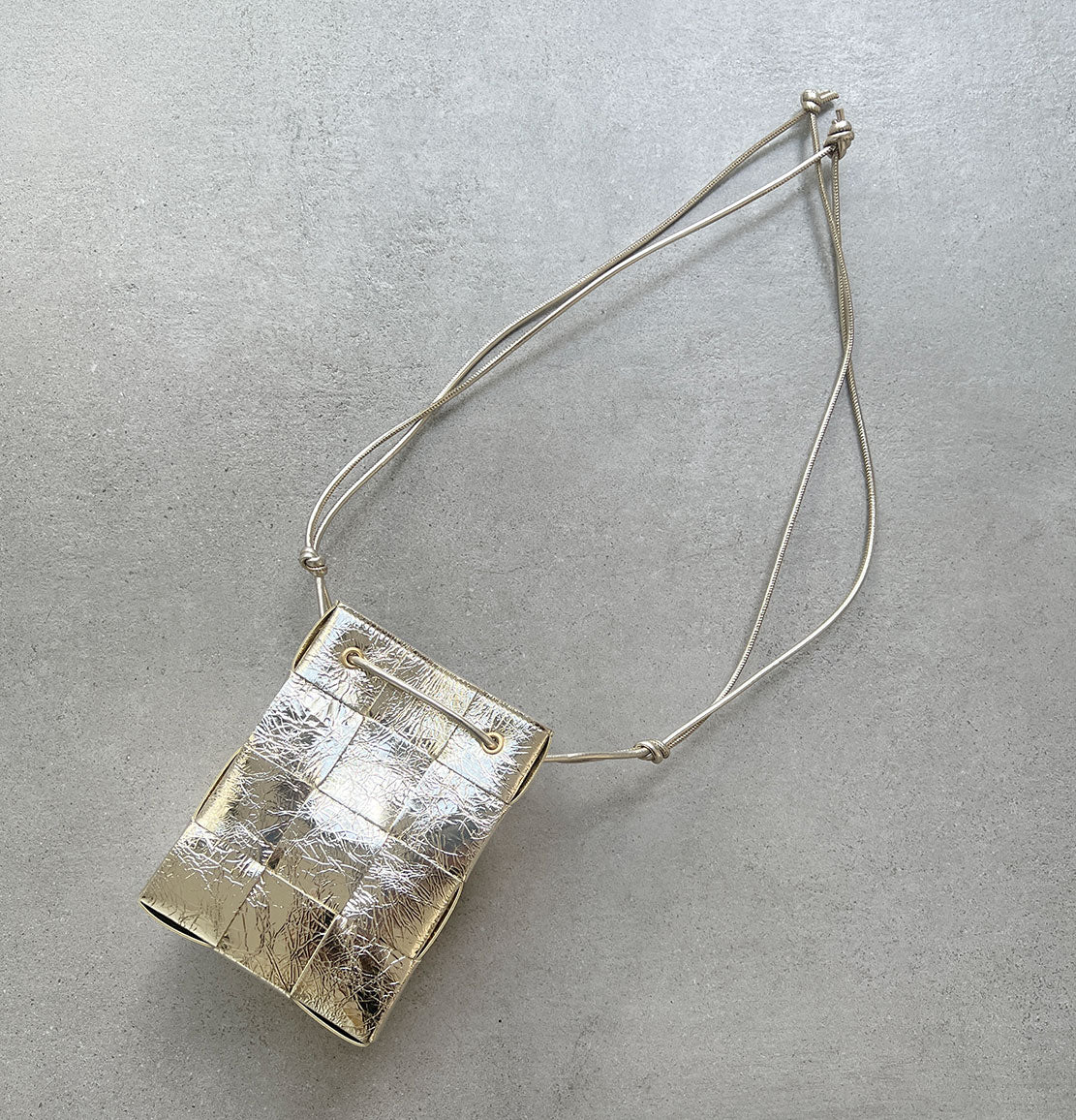 Small Cassette Cross-Body Bucket, Gold