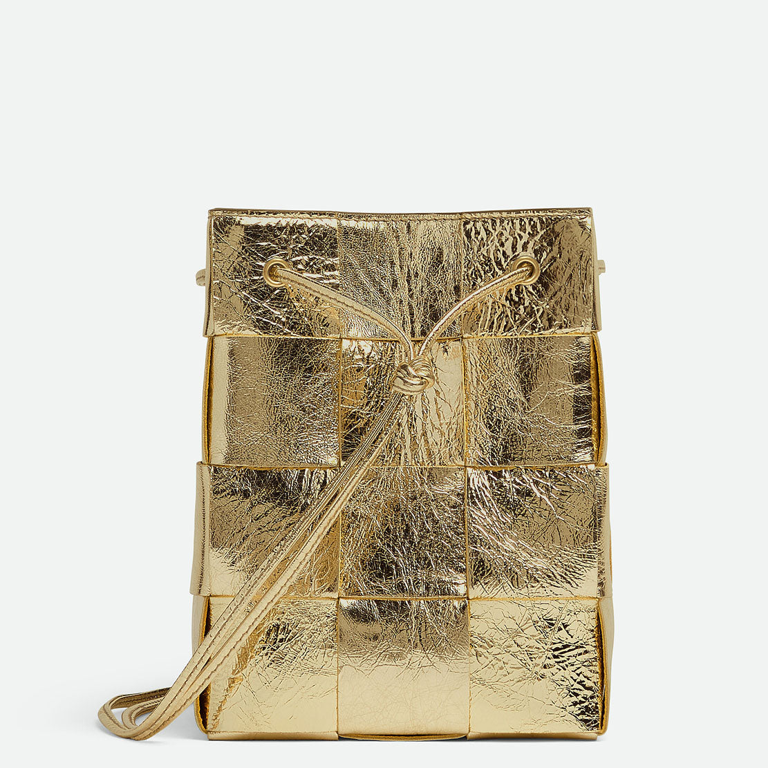 Small Cassette Cross-Body Bucket, Gold