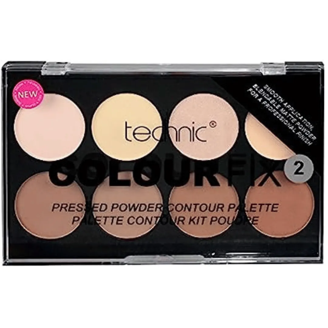 Technic Color Fix 2 Palette de contours en poudre pressée, 3,5 g, 8 pièces