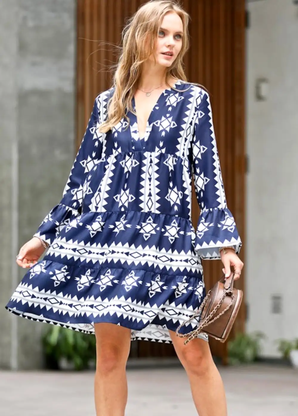 Tribal navy dress