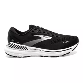 Women's Brooks Adrenaline GTS 23, Black/White/Silver, 7.5 D Wide