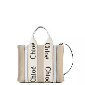 Woody Tote Small Strap Linen, Shady Blue